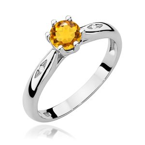 Pierścionek W0074 Cytryn 0,50ct białe złoto