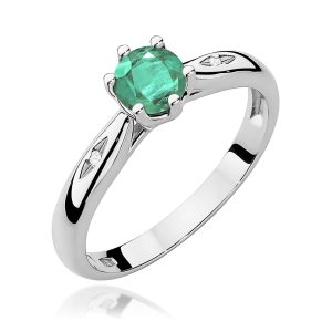 Pierścionek W0074 Szmaragd 0,50ct białe złoto