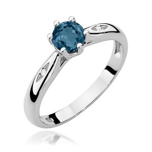 Pierścionek W0074 Topaz London Blue 0,50ct białe złoto