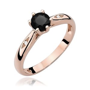 Pierścionek W0074 Czarny Diament 0,50ct różowe złoto