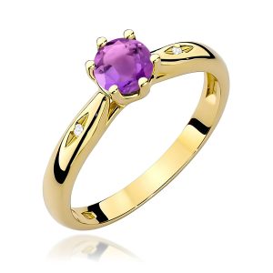 Pierścionek W0074 Ametyst 0,50ct żółte złoto