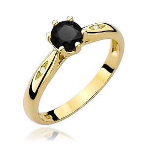 Pierścionek W0074 Czarny Diament 0,50ct żółte złoto