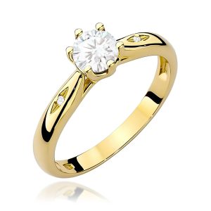 Pierścionek W0074 Biały Szafir 0,60ct żółte złoto
