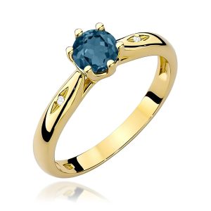 Pierścionek W0074 Topaz London Blue 0,50ct żółte złoto