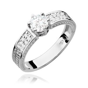 Pierścionek W0075 Biały Szafir 0,60ct białe złoto