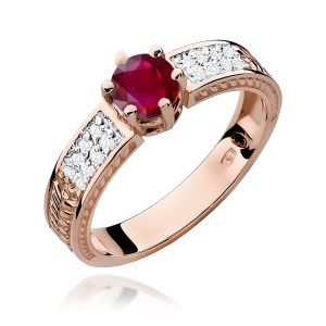 Pierścionek W0075 Rubin 0,60ct różowe złoto