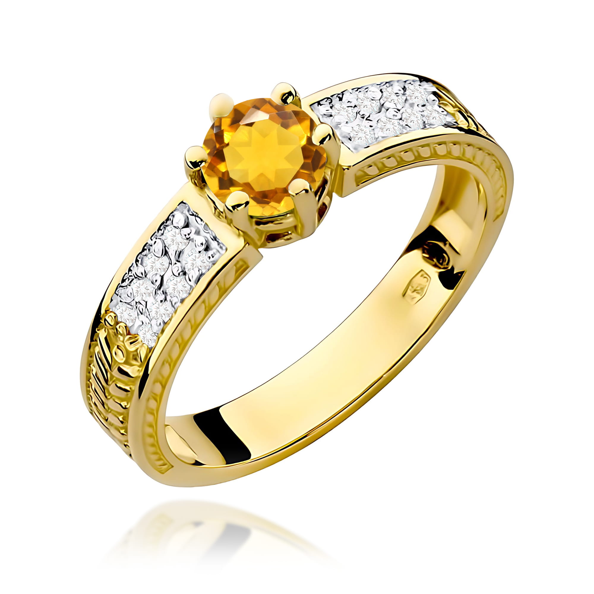 Pierścionek W0075 Cytryn 0,50ct żółte złoto