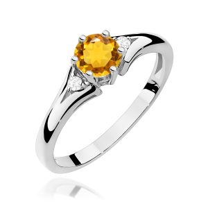 Pierścionek W0076 Cytryn 0,50ct białe złoto
