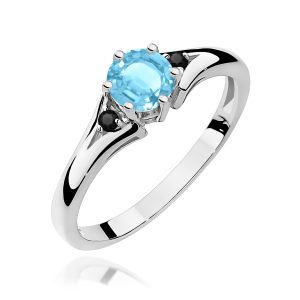 Pierścionek W0076 Topaz Swiss 0,50ct białe złoto z czarnymi diamentami