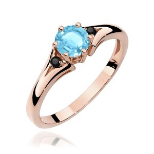 Pierścionek W0076 Topaz Swiss 0,50ct różowe złoto z czarnymi diamentami