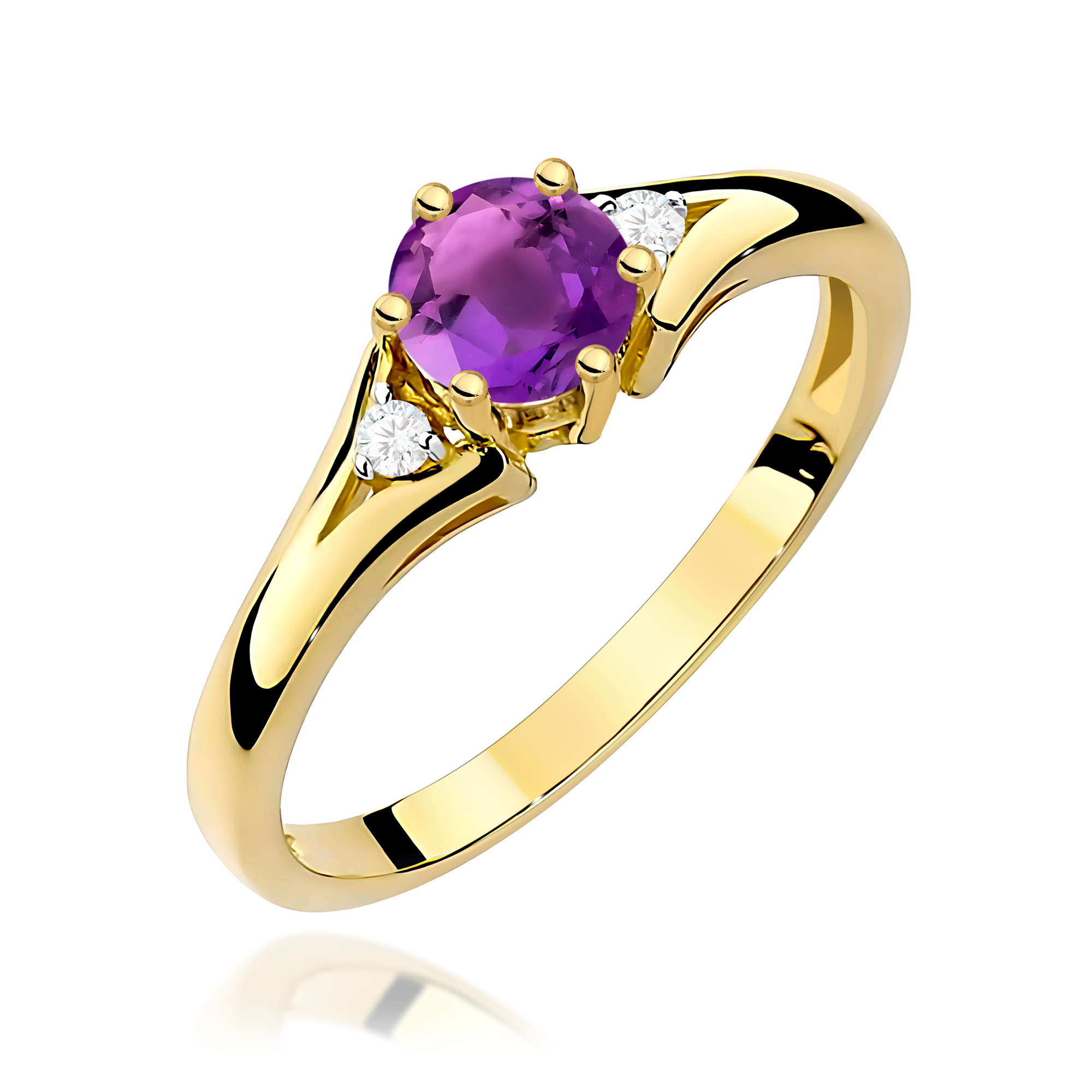 Pierścionek W0076 Ametyst 0,50ct żółte złoto