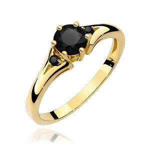 Pierścionek W0076 Czarny Diament 0,50ct żółte złoto z czarnymi diamentami