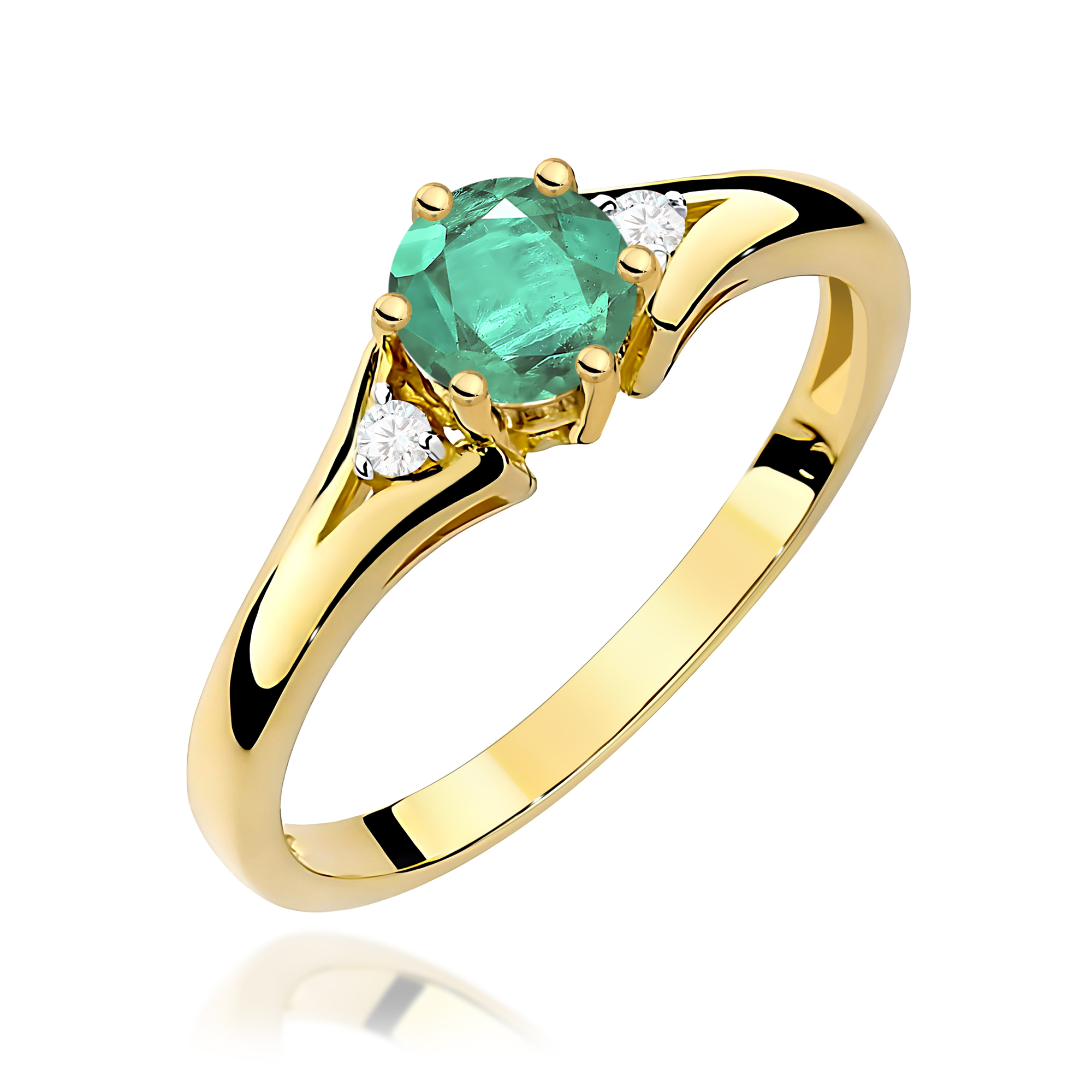 Pierścionek W0076 Szmaragd 0,50ct żółte złoto