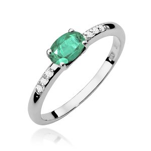 Pierścionek W0077 Szmaragd 0,40ct białe złoto
