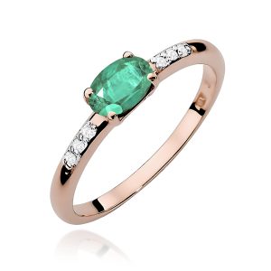 Pierścionek W0077 Szmaragd 0,40ct różowe złoto