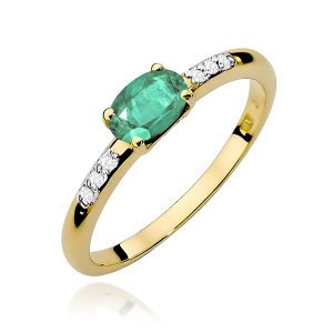 Pierścionek W0077 Szmaragd 0,40ct żółte złoto