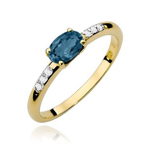 Pierścionek W0077 Topaz London Blue 0,50ct żółte złoto
