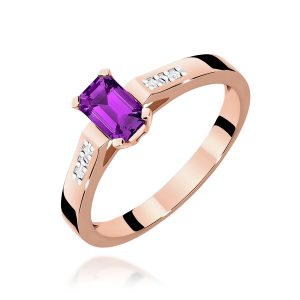 Pierścionek W0078 Ametyst 0,50ct różowe złoto