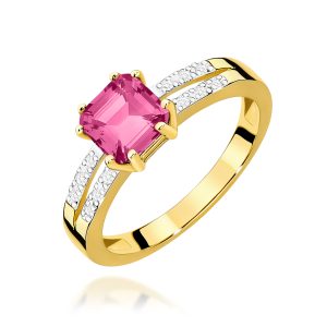 Pierścionek W0079 Różowy Topaz 1,10ct żółte złoto
