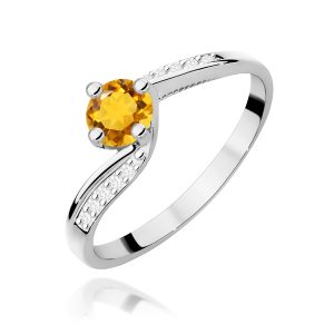 Pierścionek W0084 Cytryn 0,50ct białe złoto