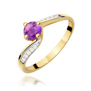 Pierścionek W0084 Ametyst 0,50ct żółte złoto