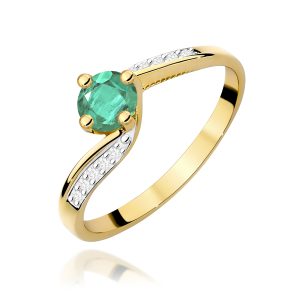 Pierścionek W0084 Szmaragd 0,50ct żółte złoto
