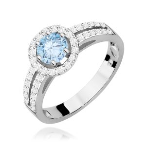 Pierścionek W0087 Diament Laboratoryjny niebieski 0,50ct białe złoto