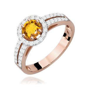 Pierścionek W0087 Cytryn 0,50ct różowe złoto