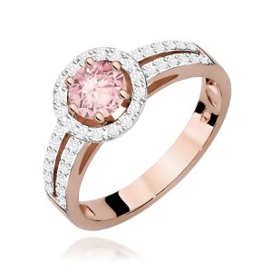 Pierścionek W0087 Diament Laboratoryjny różowy 0,50ct różowe złoto