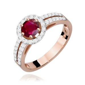 Pierścionek W0087 Rubin 0,60ct różowe złoto