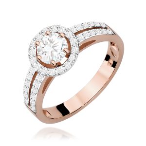 Pierścionek W0087 Biały Szafir 0,60ct różowe złoto