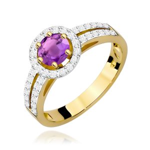 Pierścionek W0087 Ametyst 0,50ct żółte złoto