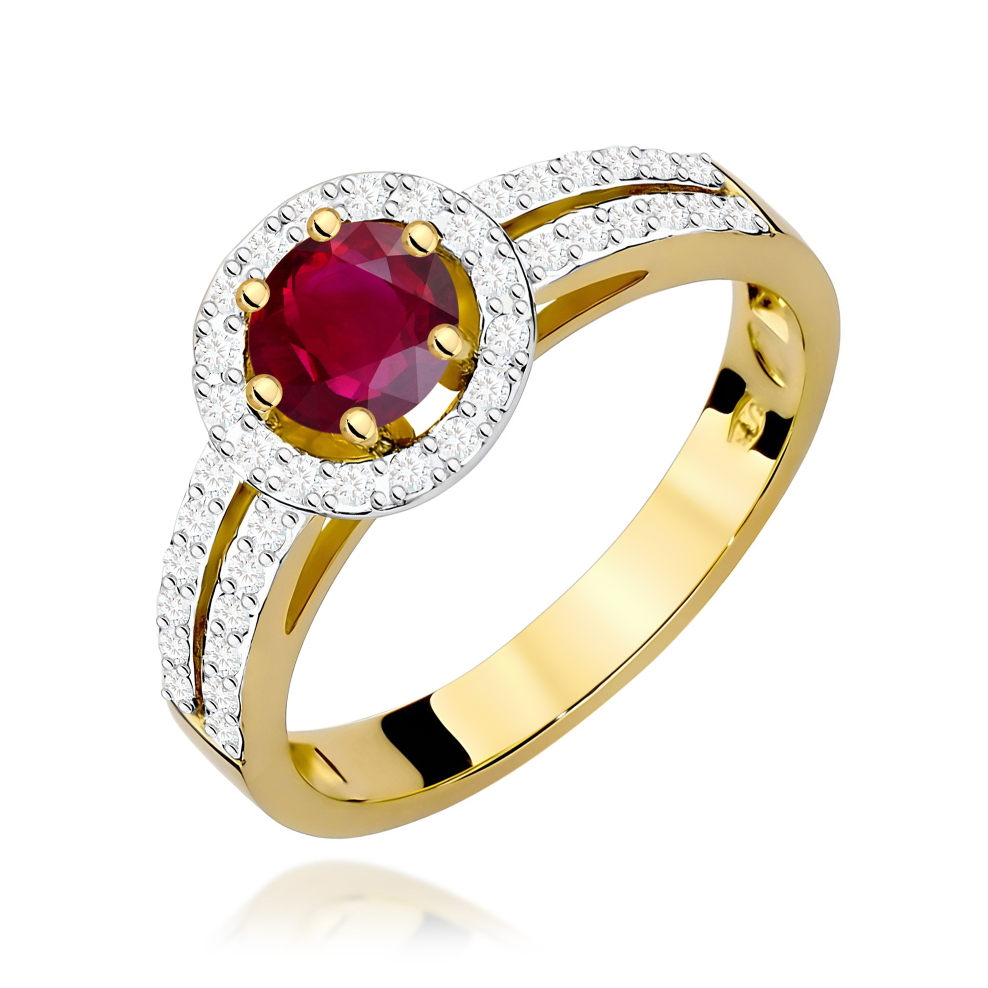 Pierścionek W0087 Rubin 0,60ct żółte złoto