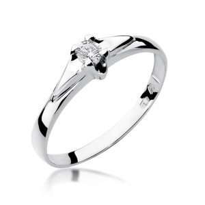 Pierścionek W0088 Diament 0,10ct białe złoto