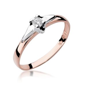 Pierścionek W0088 Diament 0,10ct różowe złoto