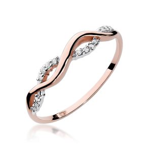 Pierścionek W0096 z diamentami różowe złoto