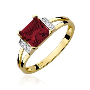 Pierścionek W0103 Granat 1,30ct żółte złoto