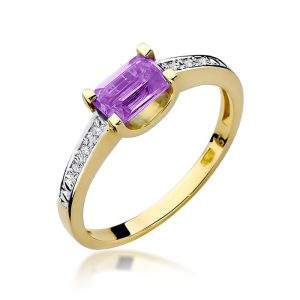 Pierścionek W0105 Ametyst 0,60ct żółte złoto