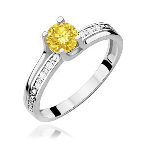 Pierścionek W0106 Diament Laboratoryjny żółty 0,50ct białe złoto