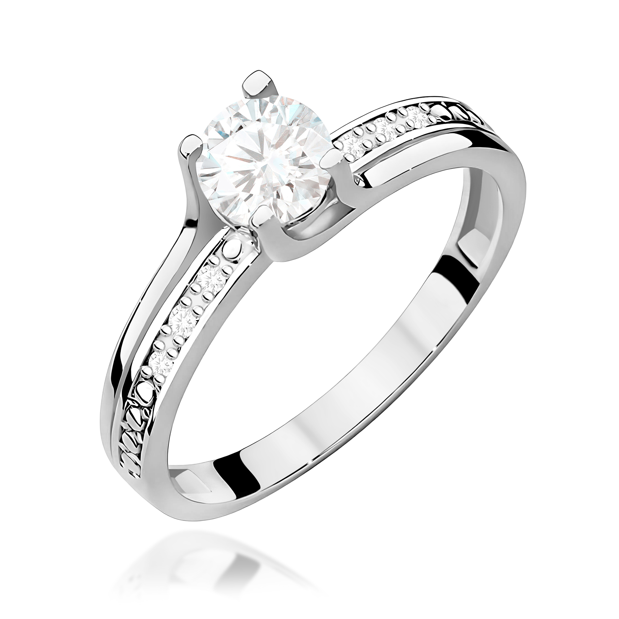 Pierścionek W0106 Biały Szafir 0,60ct białe złoto