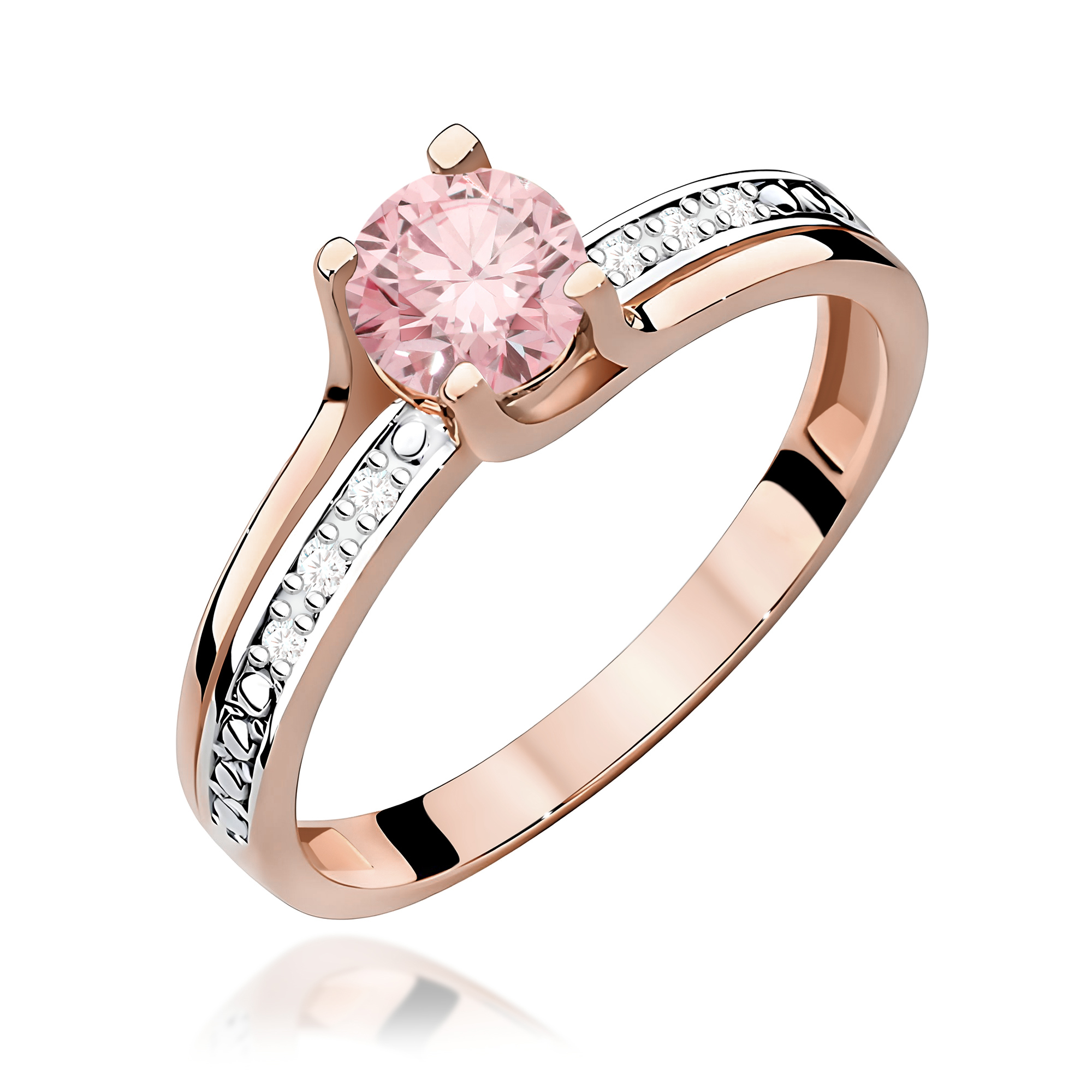 Pierścionek W0106 Diament Laboratoryjny różowy 0,50ct różowe złoto