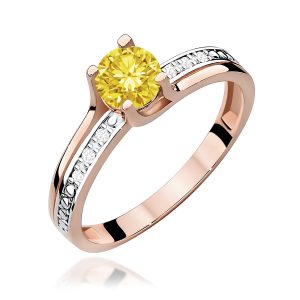 Pierścionek W0106 Diament Laboratoryjny żółty 0,50ct różowe złoto
