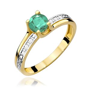 Pierścionek W0106 Szmaragd 0,50ct żółte złoto