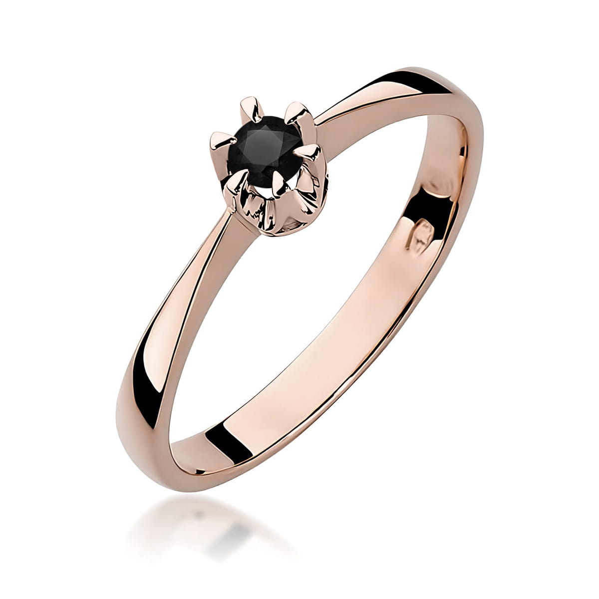 Pierścionek W0111 Czarny Diament 0,12ct różowe złoto