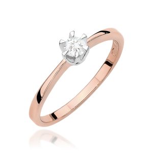 Pierścionek W0111 Diament 0,15ct różowe złoto