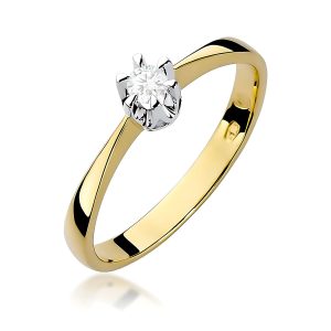 Pierścionek W0111 Diament 0,08ct żółte złoto