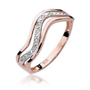 Pierścionek W0116 z diamentami różowe złoto