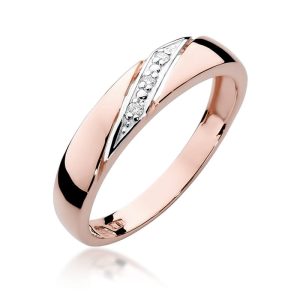 Pierścionek W0118 z diamentami różowe złoto