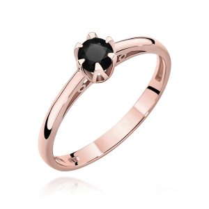 Pierścionek W0133 Czarny Diament 0,20ct różowe złoto