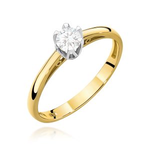 Pierścionek W0133 Diament Laboratoryjny 0,15ct żółte złoto